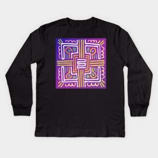 Purple Mandala Design Kids Long Sleeve T-Shirt